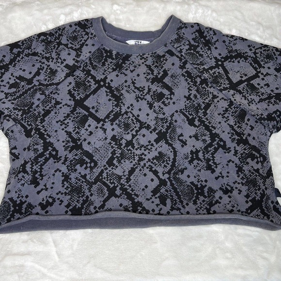 Joy Lab Women's Blue Snake Print Long Sleeve Crew Neck Cropped Sweatshirt Size L - Picture 4 of 12